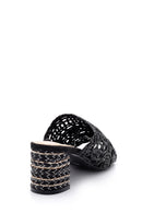 Women's Straw Look Heeled Slippers | Derimod Women's Straw Look Heeled Slippers | Derimod