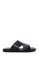 Men's Black Leather Slippers | Derimod Men's Black Leather Slippers | Derimod
