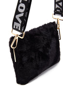Women's Black Plush Portfolio Bag | Derimod Women's Black Plush Portfolio Bag | Derimod