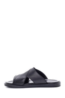 Men's Black Leather Slippers | Derimod Men's Black Leather Slippers | Derimod