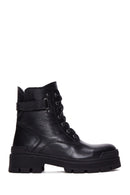 Women's Black Leather Thick Soled Boots | Derimod Women's Black Leather Thick Soled Boots | Derimod