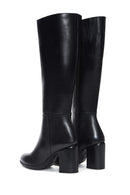 Women's Black Leather Zippered Heeled Boots | Derimod Women's Black Leather Zippered Heeled Boots | Derimod