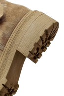 Woman Beige Zippered Thick-Soled Suede Leather Boat | Derimod Woman Beige Zippered Thick-Soled Suede Leather Boat | Derimod