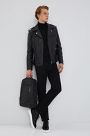 Carter Erkek Siyah Biker Deri Mont | Derimod Carter Erkek Siyah Biker Deri Mont | Derimod