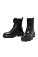 Women's Black Double Zipper Leather Boots | Derimod Women's Black Double Zipper Leather Boots | Derimod