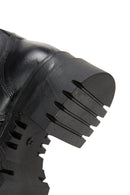 Women's Black Leather Thick Soled Boots Flat Boots | Derimod Women's Black Leather Thick Soled Boots Flat Boots | Derimod