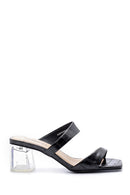 Women's Transparent Heel Crocodile Patterned Slippers | Derimod Women's Transparent Heel Crocodile Patterned Slippers | Derimod