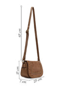 Woman Tan Long-Strap Studded Suede Crossbody Bag | Derimod Woman Tan Long-Strap Studded Suede Crossbody Bag | Derimod