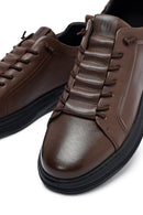 Men's Brown Lace-Up Leather Sneakers | Derimod Men's Brown Lace-Up Leather Sneakers | Derimod