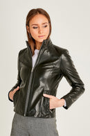 Grace Women's Leather Jacket | Derimod Grace Women's Leather Jacket | Derimod