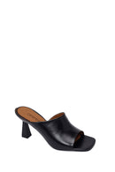 Woman Black Heeled Leather Slipper | Derimod Woman Black Heeled Leather Slipper | Derimod