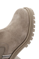 Women's Beige Suede Leather Heeled Chelsea Boots | Derimod Women's Beige Suede Leather Heeled Chelsea Boots | Derimod
