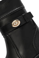 Women's Black Zippered Leather Boots | Derimod Women's Black Zippered Leather Boots | Derimod