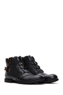 Men's Black Leather Flat Boots | Derimod Men's Black Leather Flat Boots | Derimod