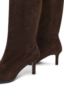 Women's Brown Thin Heeled Suede Leather Boot | Derimod Women's Brown Thin Heeled Suede Leather Boot | Derimod