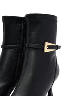 Woman Black Zippered Thin Heeled Boots | Derimod Woman Black Zippered Thin Heeled Boots | Derimod