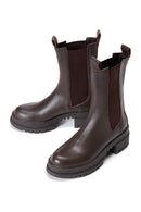 Women's Brown Leather Thick Soled Chelsea Boots | Derimod Women's Brown Leather Thick Soled Chelsea Boots | Derimod