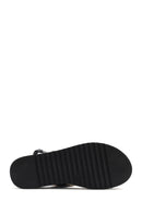 Women's Black Ankle Buckle Thick Soled Straw Sandals | Derimod Women's Black Ankle Buckle Thick Soled Straw Sandals | Derimod
