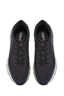 Men's Black Lace-up Thick-Sole Leather Casual Sneaker | Derimod Men's Black Lace-up Thick-Sole Leather Casual Sneaker | Derimod