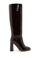 Women's Burgundy Thick Heeled Leather Boots | Derimod Women's Burgundy Thick Heeled Leather Boots | Derimod