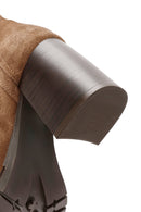 Women's Tan Thick Heeled Suede Leather Chelsea Boots | Derimod Women's Tan Thick Heeled Suede Leather Chelsea Boots | Derimod