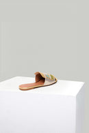 Bead Embroidered Gold Women's Slippers | Derimod Bead Embroidered Gold Women's Slippers | Derimod