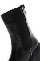 Women's Black Leather Heeled Chelsea Boots | Derimod Women's Black Leather Heeled Chelsea Boots | Derimod
