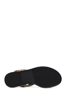 Woman Beige Buckled Toe-Post Suede Sandal | Derimod Woman Beige Buckled Toe-Post Suede Sandal | Derimod