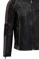 Barry Erkek Gri Hakim Yaka Slim-Fit Deri Mont | Derimod Barry Erkek Gri Hakim Yaka Slim-Fit Deri Mont | Derimod