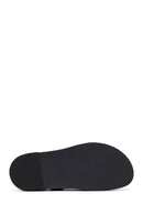 Women's Black Leather Flip-Flop Sandals with Buckle Back | Derimod Women's Black Leather Flip-Flop Sandals with Buckle Back | Derimod
