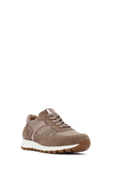 Woman Mink Laced Leather Sneakers | Derimod Woman Mink Laced Leather Sneakers | Derimod