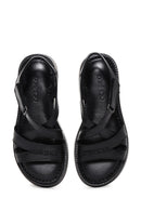 Kadın Siyah Deri Comfort Sandalet | Derimod Kadın Siyah Deri Comfort Sandalet | Derimod