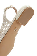 Women's Cream Knitted Open Back Ballerinas | Derimod Women's Cream Knitted Open Back Ballerinas | Derimod