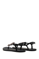 Women's Black Stone Flip Flops Sandals | Derimod Women's Black Stone Flip Flops Sandals | Derimod