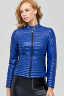 Newyork Women's Leather Jacket | Derimod Newyork Women's Leather Jacket | Derimod