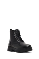 Women's Black Zippered Thick-Soled Leather Ankle Boots | Derimod Women's Black Zippered Thick-Soled Leather Ankle Boots | Derimod