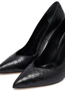 Women's Black Patterned High Thin Heel Leather Stiletto | Derimod Women's Black Patterned High Thin Heel Leather Stiletto | Derimod