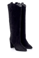 Women's Suede Leather Heeled Boots | Derimod Women's Suede Leather Heeled Boots | Derimod