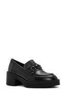 Kadın Siyah Kalın Topuklu Deri Maskülen Loafer | Derimod Kadın Siyah Kalın Topuklu Deri Maskülen Loafer | Derimod