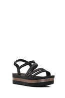 Women's Black Thick Soled Stoned Sandals | Derimod Women's Black Thick Soled Stoned Sandals | Derimod
