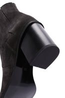 Women's Anthracite Chunky Heel Suede Leather Chelsea Boots | Derimod Women's Anthracite Chunky Heel Suede Leather Chelsea Boots | Derimod