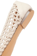 Women's Beige Knitted Ballerinas | Derimod Women's Beige Knitted Ballerinas | Derimod