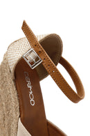 Women's Beige Ankle Strap Wedge Heeled Espadrille | Derimod Women's Beige Ankle Strap Wedge Heeled Espadrille | Derimod