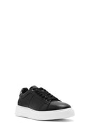 Erkek Siyah Bağcıklı Kalın Tabanlı Deri Sneaker | Derimod Erkek Siyah Bağcıklı Kalın Tabanlı Deri Sneaker | Derimod
