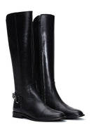 Women's Black Leather Buckle Zippered Boots | Derimod Women's Black Leather Buckle Zippered Boots | Derimod