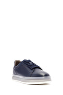 Erkek Lacivert Bağcıklı Deri Sneaker | Derimod Erkek Lacivert Bağcıklı Deri Sneaker | Derimod