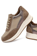 Women's Mink Lace-Up Wedge Heel Leather Sneaker | Derimod Women's Mink Lace-Up Wedge Heel Leather Sneaker | Derimod