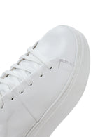 Women's White Thick Sole Lace Up Leather Sneaker | Derimod Women's White Thick Sole Lace Up Leather Sneaker | Derimod