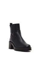 Women's Black Zippered Thick Heeled Boots | Derimod Women's Black Zippered Thick Heeled Boots | Derimod