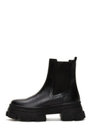 Women's Black Chunky Leather Chelsea Boots | Derimod Women's Black Chunky Leather Chelsea Boots | Derimod